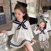 Navy Collar Princess Dress for Girls - 2026 Spring/Autumn School Style Long Skirt