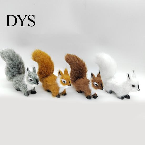 Animal Model Squirrel Faux Fur Realistic Cute Rodent Miniature Figurine Ornament Cartoon Statue Handicraft Mini Fake Birthday Gift Figure