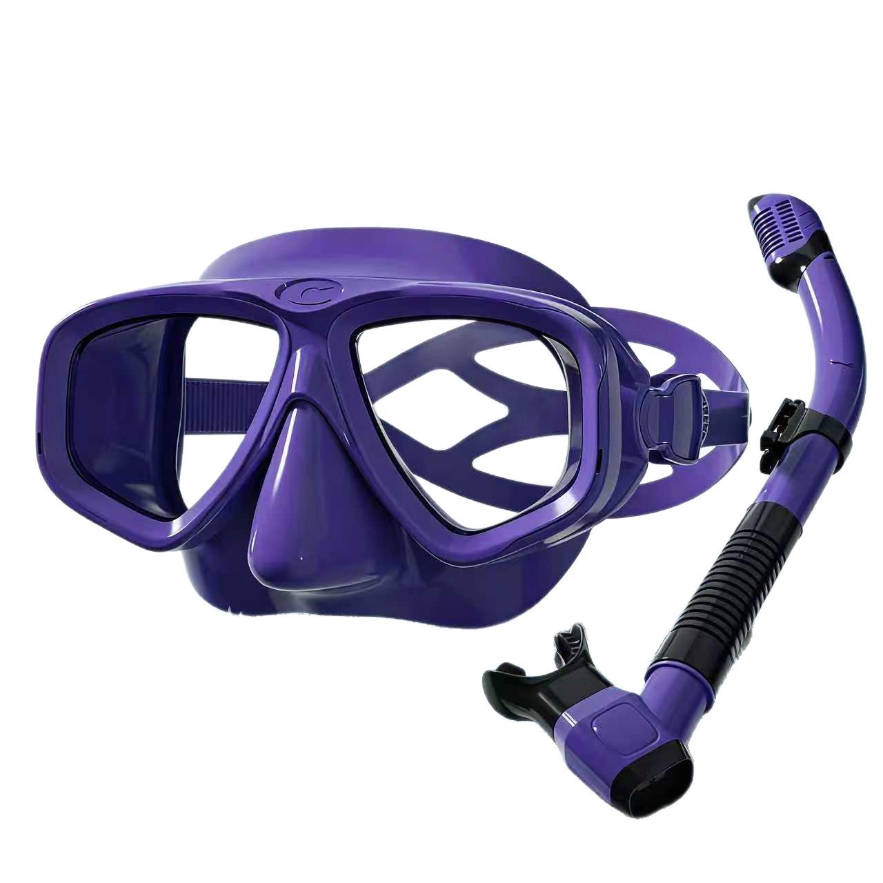 Adult Snorkeling Gear: Large Frame Diving Mask & Snorkel Set One Size