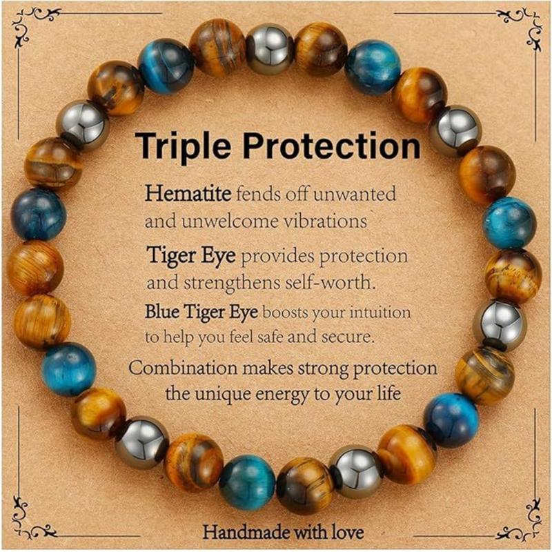 Natürliches Obsidian Tigerauge Magnetisches Stretch-Armband Verstellbares Handgefertigtes Perlen-Armband Für Wellness