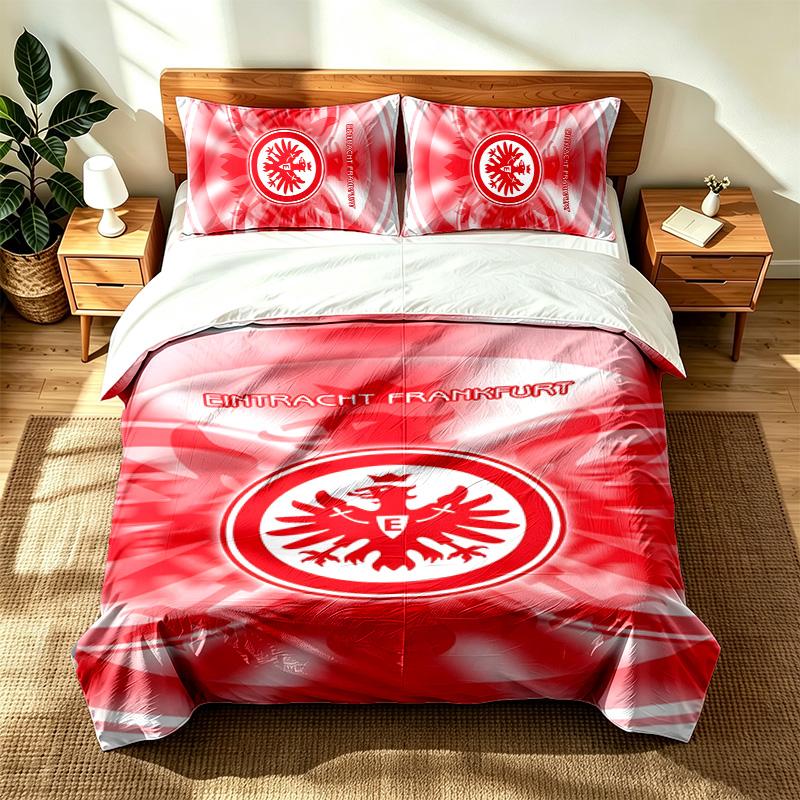 Eintracht Frankfurt (14) Zestaw 3 szt. odpowiedni do sypialni głównych, miękki i wygodny, idealny prezent dla rodziny i przyjaciół. Zawiera jedną poszewkę na kołdrę i t