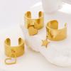 French Retro Stainless Steel Heart-Shaped Hollow Pendant Ring for Women Fashion Metal Five Pointed Star Chic Finger Ring Jewelry