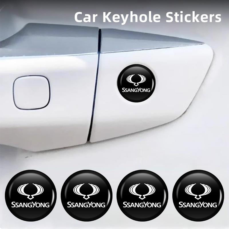 4pcs Car Handle Door Keyhole Lock Core Protective Cover Stickers For SsangYong Actyon Korando Rexton Kyron Rodius Tivoli Musso C