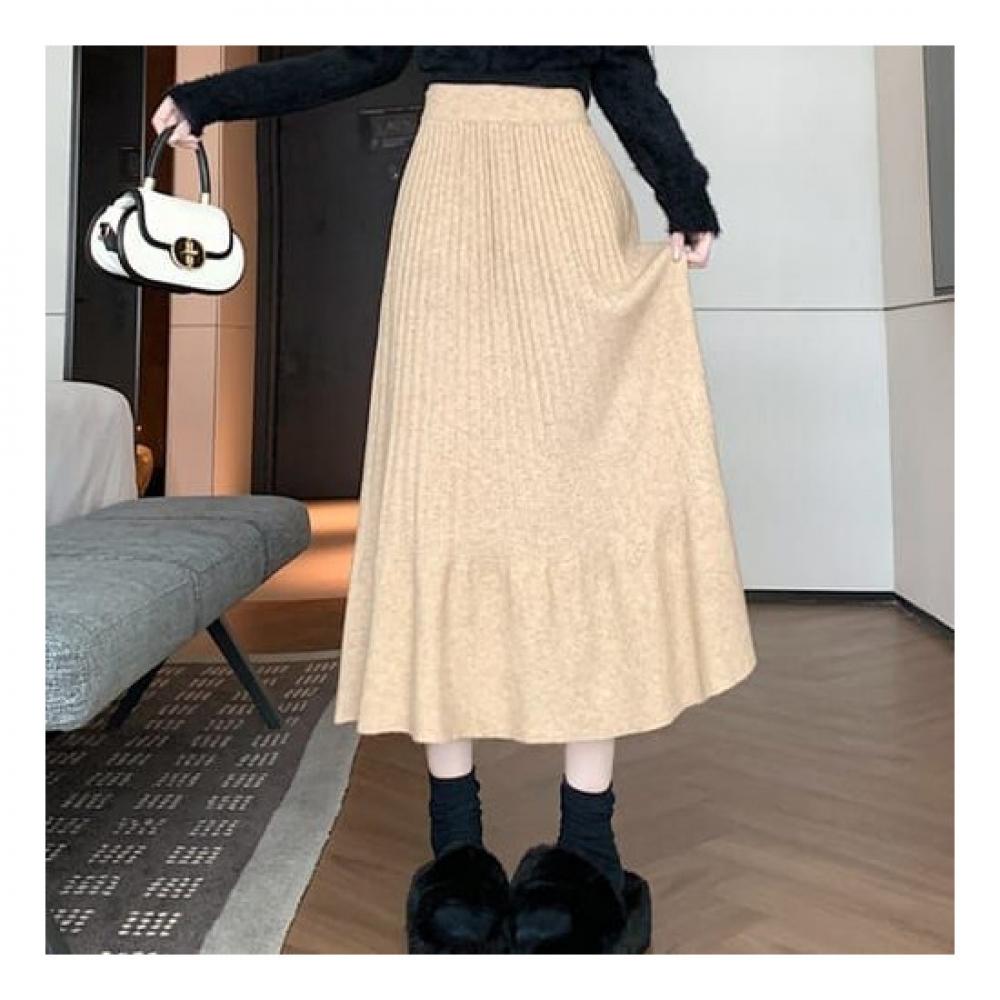 Navava Daily Plain Knitted Pleats Skirt Ns388