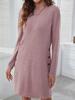 Autumn Trendy Loose Casual Crew Neck Solid Color Design Long Sleeve Short Dress