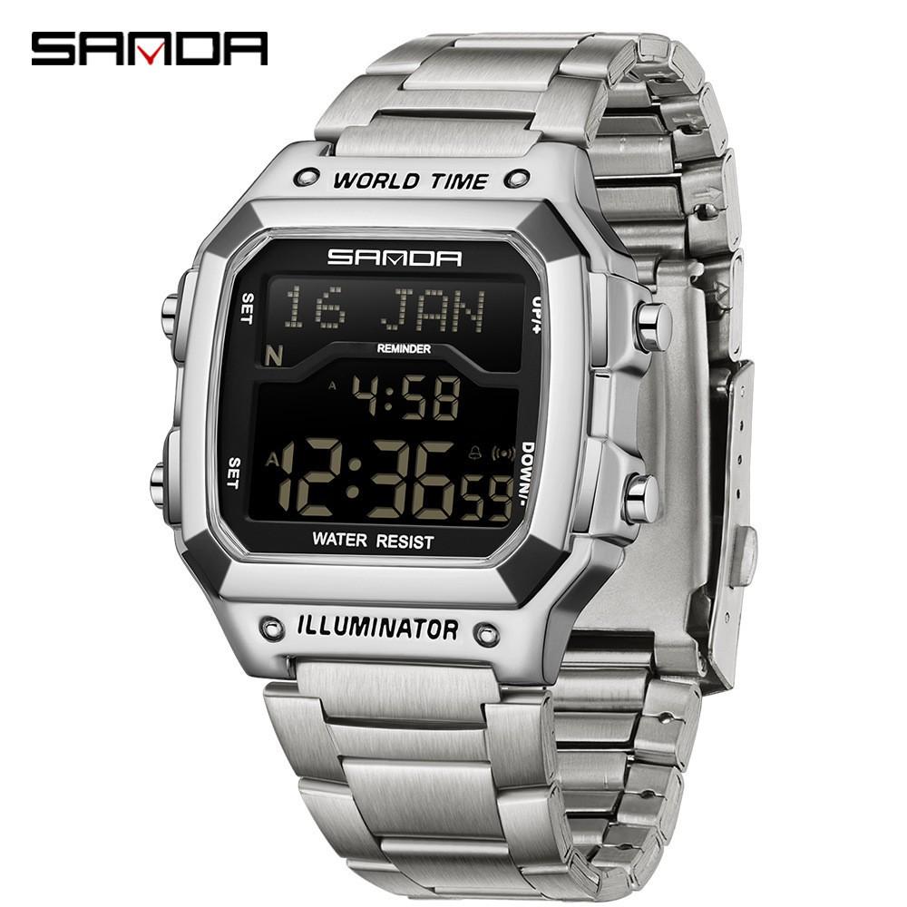 SANDA Men s Waterproof Multi-Function Electronic Watch with Bookmark Display and Alarm