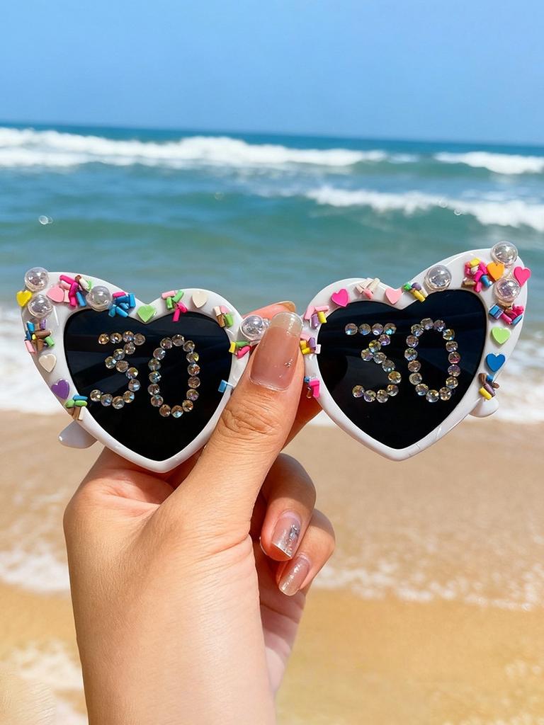 2026 Lovely Birthday Gift with Diamond-encrusted and Pasted Sunglasses for Women Cute Sun Glasses Romantic Party Gift KJ186
