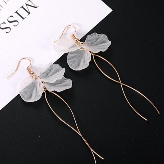 Hook Earrings Fashion Elegant Petal Shape Long Dangle Design Earrings for Women