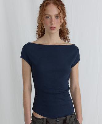 Odeseu Drape Classic Top - Navy