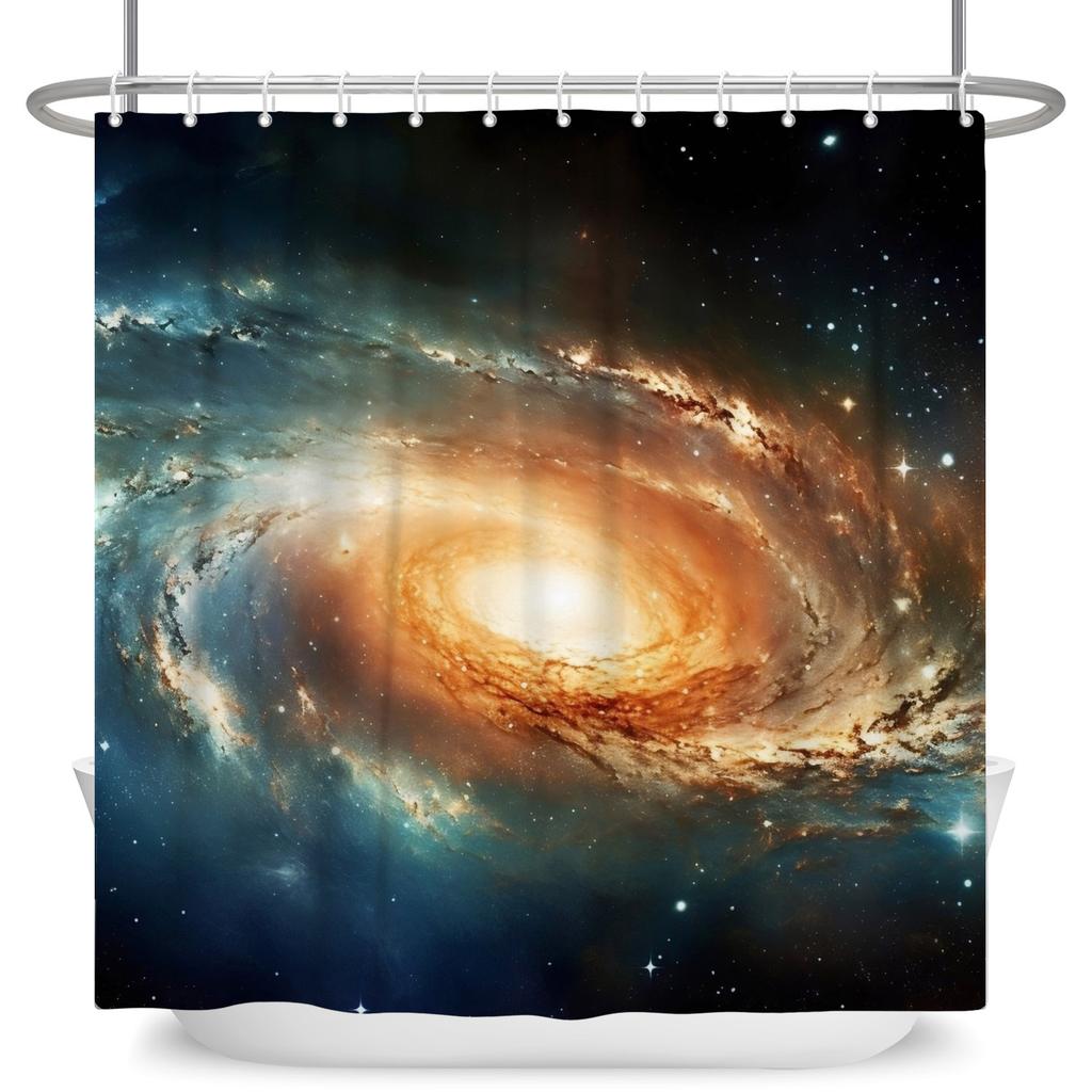 Space Galaxy Planet Shower Curtain Cartoon Astronaut Solar System Waterproof Bath Curtain For Bathroom Decor Polyester With Hook
