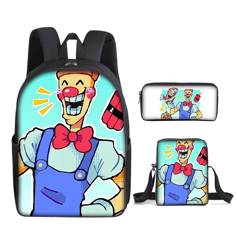 Klassiek Populair Grappig pizzatoren 3D Print 3 stuks/Set leerling Schooltassen Laptop Dagrugzak Rugzak Schuin gedragen schoudertas Etui