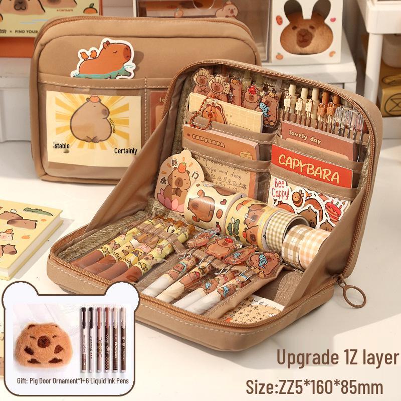 Piórnik Kapibara, Design 2024, Duża Pojemność, Unisex, dla Uczniów Szkolnych, Modna i Praktyczna Torba na Artykuły Papiernicze.