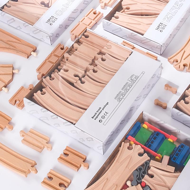 New Wooden Train Track Set Beech Wooden Railway Accessories fit for All Brand Wood Tracks Educational Toys for Children