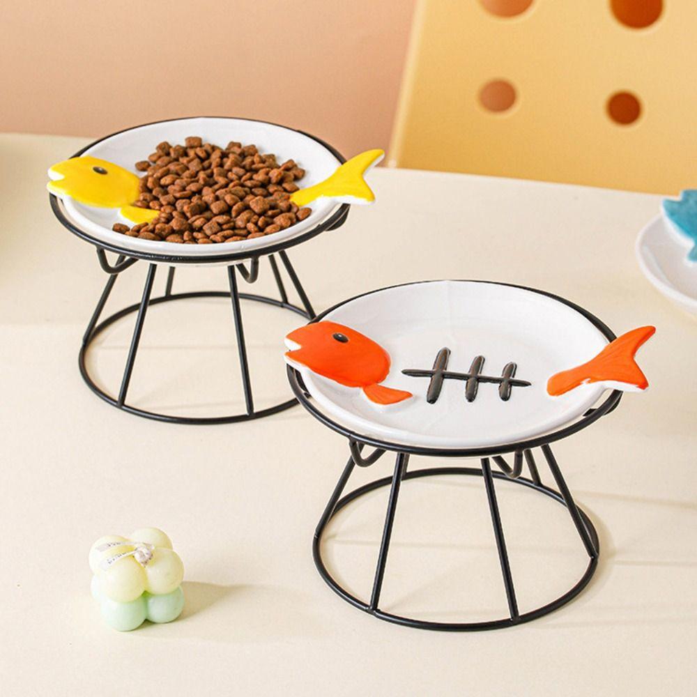 Ceramic Pet Food Water Bowl Cute Raised Pet Feeder Easy To Clean Pet Food Dispenser Pet Supplies