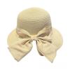 Paper Straw Wide Brim Sun Hat With Bow For Summer Beach Vacation Women
