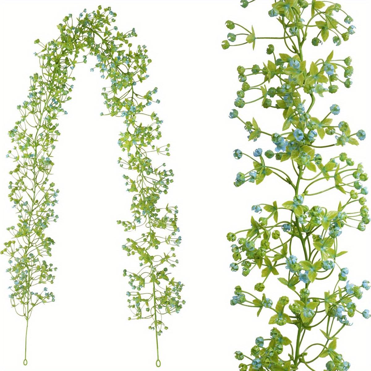 

2 упаковки искусственных гирлянд из гипсофилы, свадебная арка, искусственные цветы из гипсофилы, лоза, подвесная настенная зелень из ротанга для домашнего декора на вечеринку 2 Pcs синий