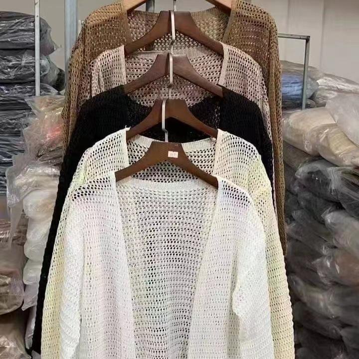 Hollow Out Sun Protection Knitted Cardigan for Women for Spring and Autumn Loose Knitted Top
