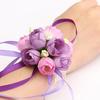 Wrist Flower Vivid Pattern Fake Pearl Ribbon Cloth Pretty Bridal Flower Bracelet for Wedding