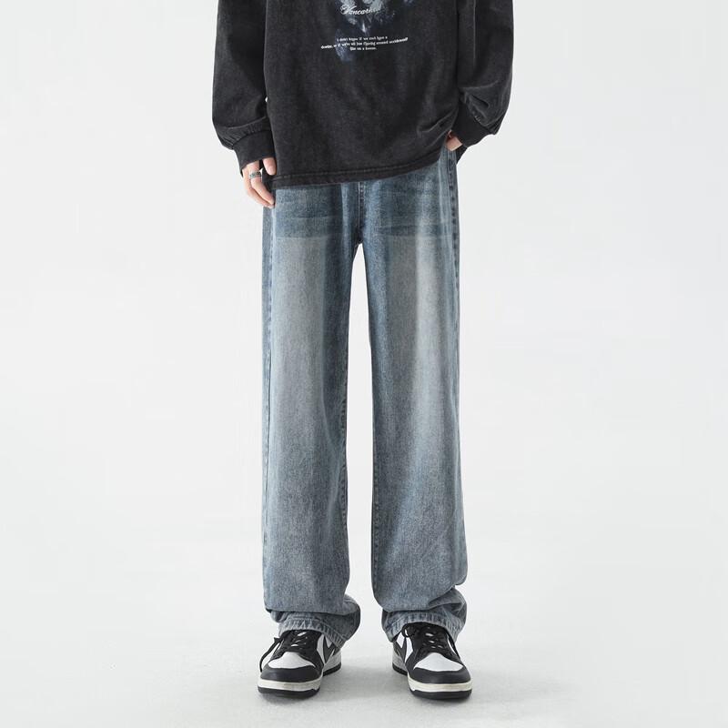 Dingfengbaoluo Men's American High Street Denim Jeans