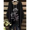 Camiseta Chic Bohemia para Mujer Estampado Floral Vintage Cuello Redondo Pullover Manga Corta Camisetas Holgadas Dobladillo Irregular Ropa Y2k