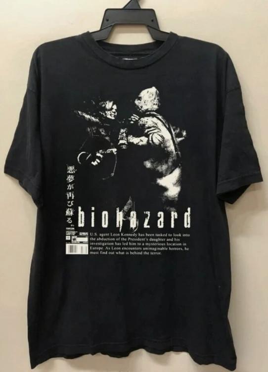 

Resident Evil Biohazard T Shirt Leon Kennedy Vintage Goth Emo Grunge Y2K Graphic Unisex T-Shirt XL