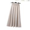 Autumn Winter 2025 Thick High-Waisted A-Line Wool Pleated Midi Skirt for Women