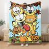 Garfield Halloween Cartoon Flannel Blanket Super Soft Warm Cozy Blanket for Sofa Bed Office Travel All‑Season Home Decor Gift