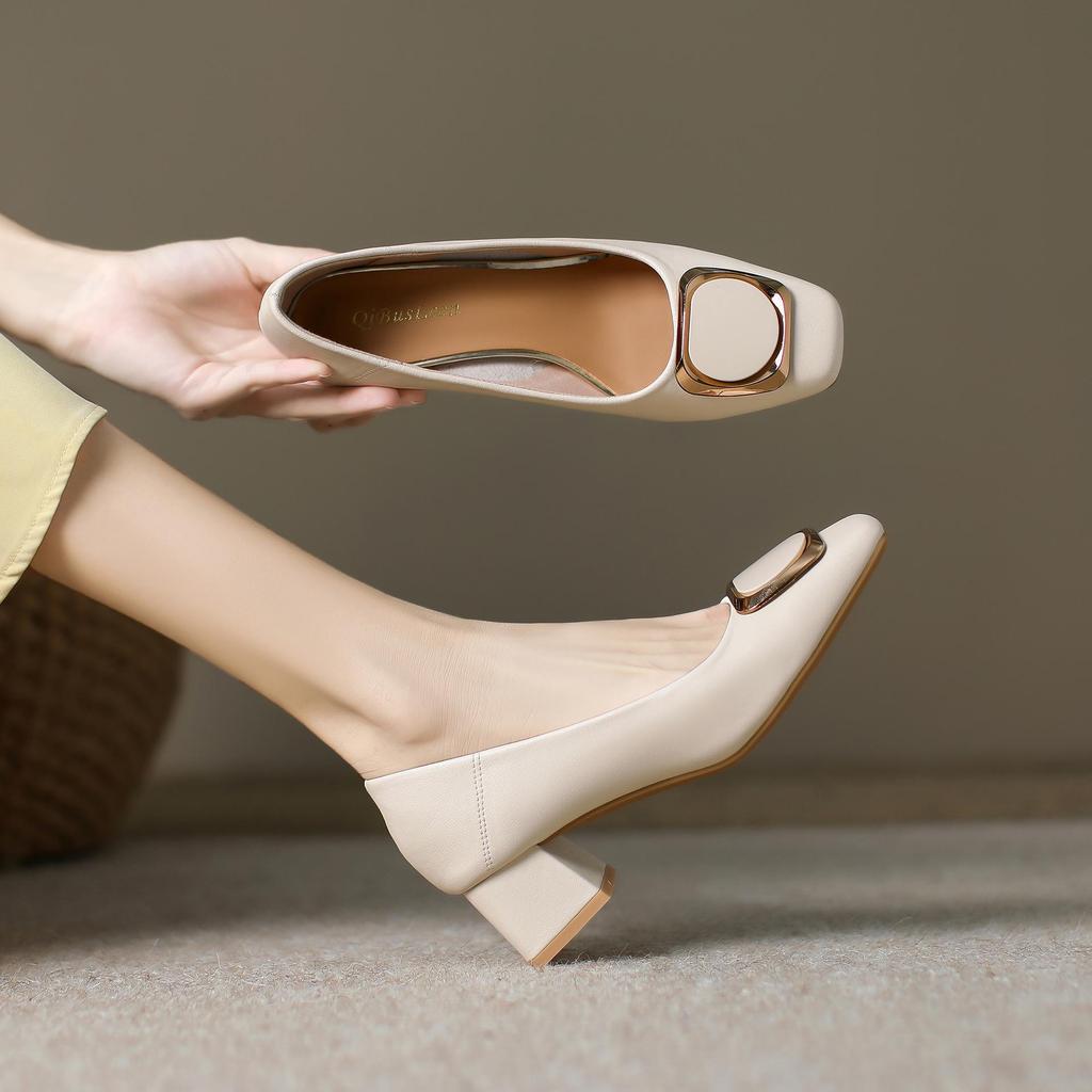 Women's Chunky Heel Low-Cut Work Shoes for Autumn