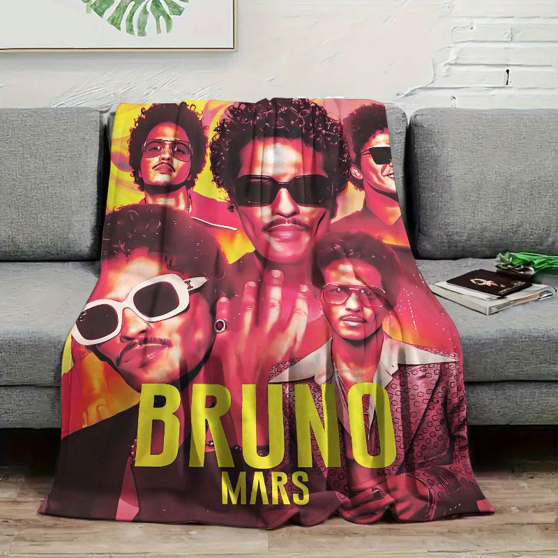 1Pc Brunomars Print Flannel Blanket, High quality Comfortable for All Seasons, Warmth and Comfort, Perfect for Christmas Gifts