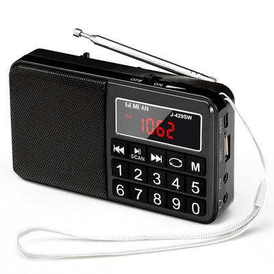 Gemean tragbares USB-Radio mit breitem AM- und FM-Empfang, Modell J-429SW, taschenformat, wiederaufladbar, tragbar, (MW), Kurzwelle, (L-238SW) (Schwarz)