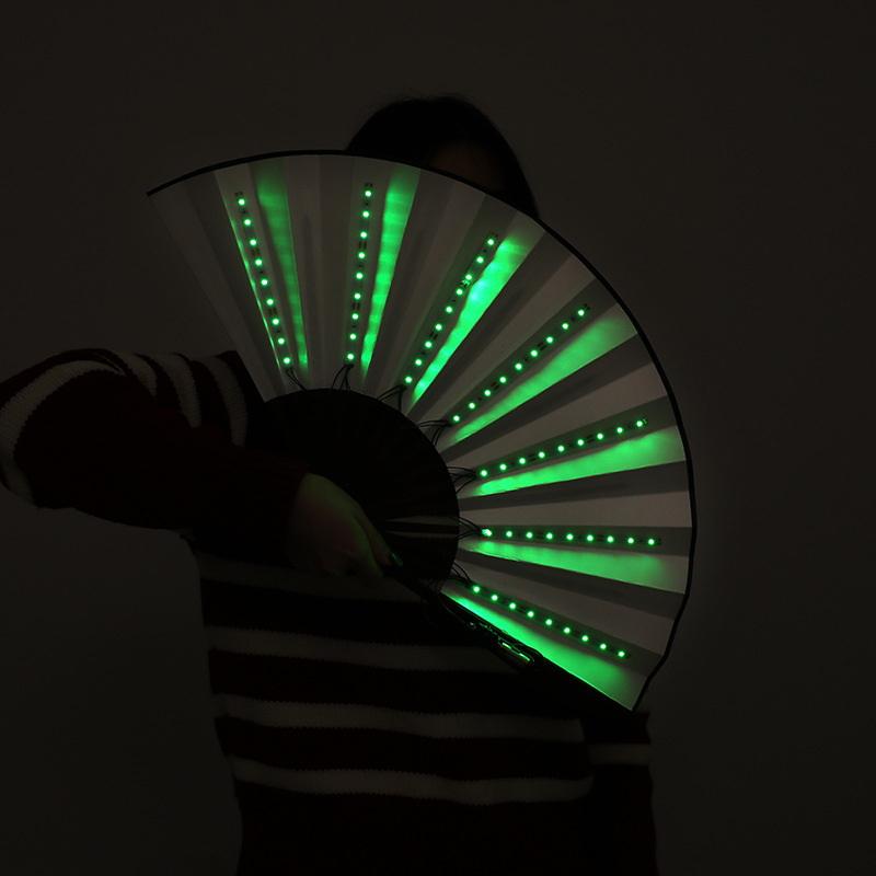 

Halloween Carnival Party Lighting Supplies 10Inches Led Neon Light Rave Fan Folding Luminous Fan Glowing In The Party зелёный
