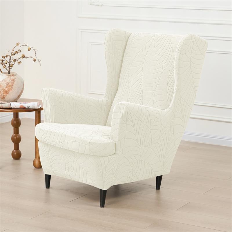 Coprisedia a Orecchie Elasticizzato Nordico con Motivo a Foglie Jacquard Copridivano con Copricuscino Seduta Copritavolino Lavabile Decorazioni per la Casa