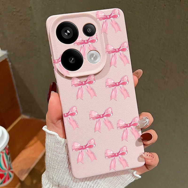 Bowknot Print TPU Leather Texture Slim Case For Xiaomi 13T Pro Poco X7 X6 M6 Pro Redmi Note 14 13 Pro 12 11 Matte Shockproof Soft Phone Cover