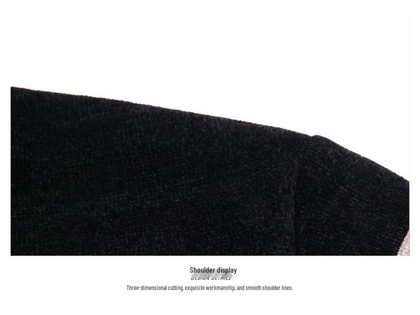 Men's Winter Chenille Velvet Thickened Knit Sweater Hoodie - Round Neck Casual Base Layer.