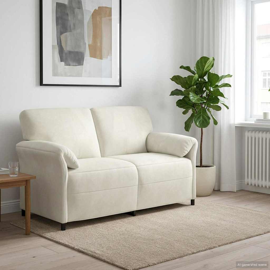 2 Seater Sofa Cream 158 X 83 X 95 Cm Velvet