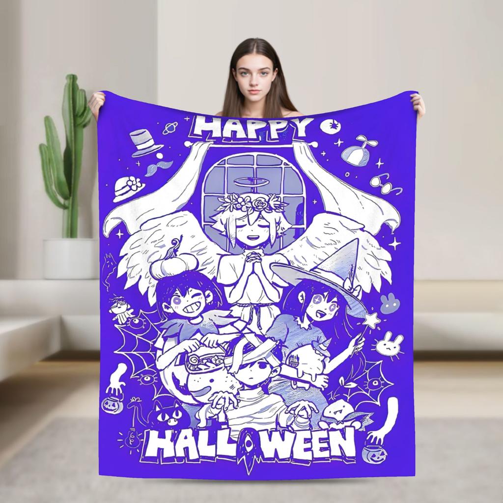 Anime Basil Omori Game Blanket  Warm Novelty Plush Throw Blanket For Home Decor Picnic Flannel Bedspread Bed Cover