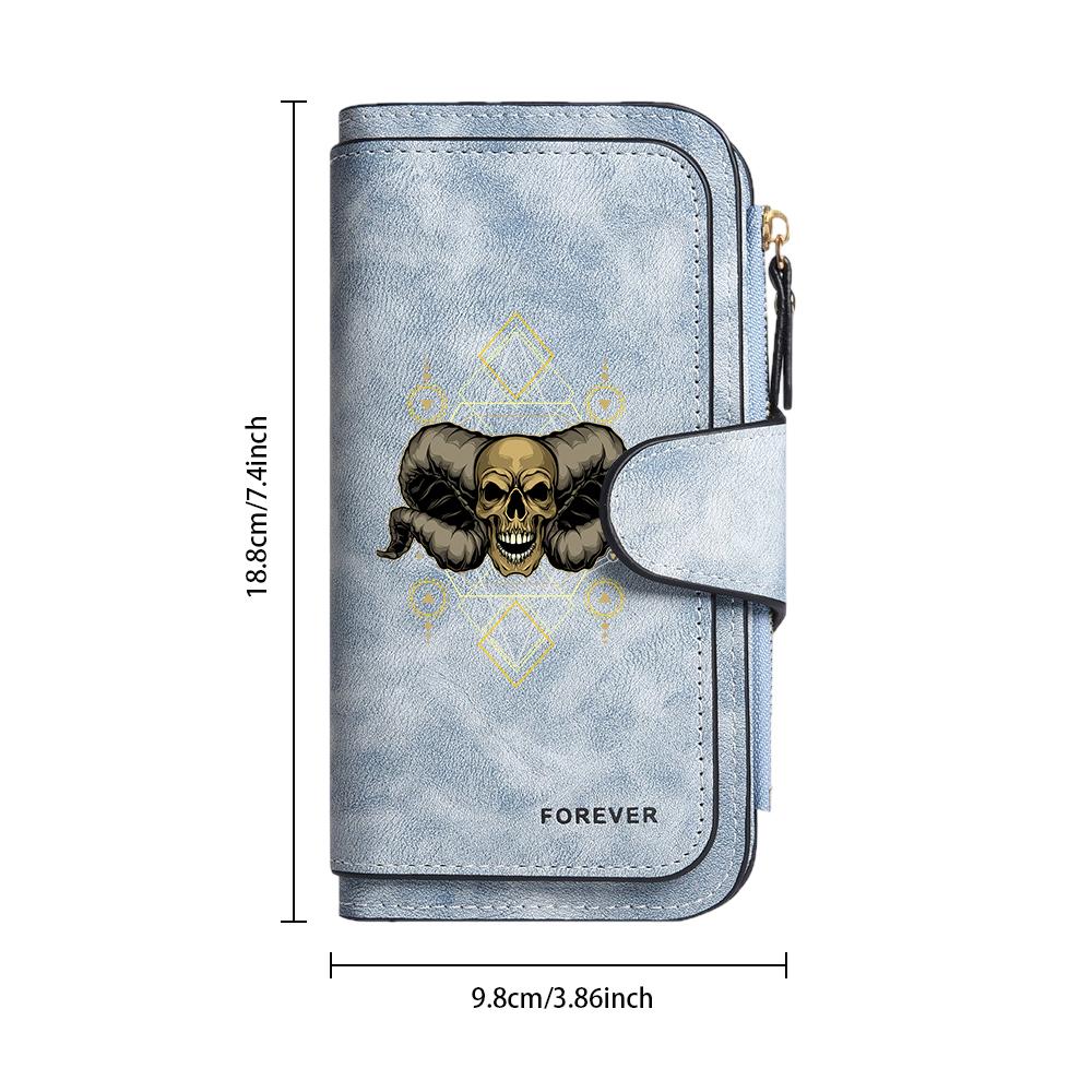 Gothic Skull PU Long Wallet Portable Card Holder Daily Use Purse