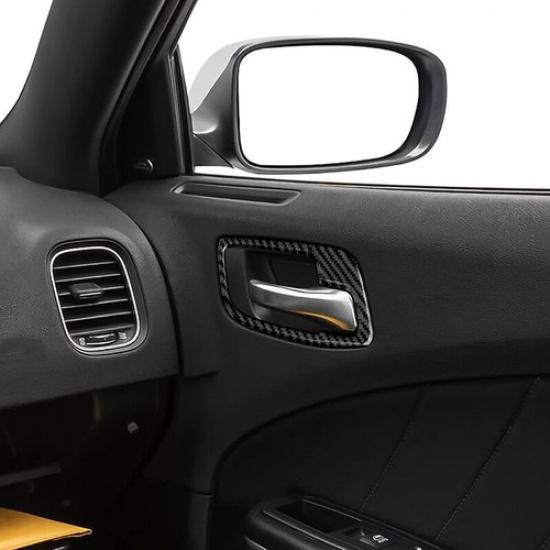 4Pc Carbon Fiber Interior Door Handle Cover Trim For Dodge Charger 2015 16-2022