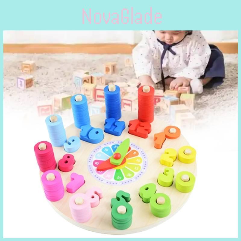 Buntes Holzpuzzle-Spielzeug für Kinder, Lernzeit und Zahlen, Pädagogische Entwicklung