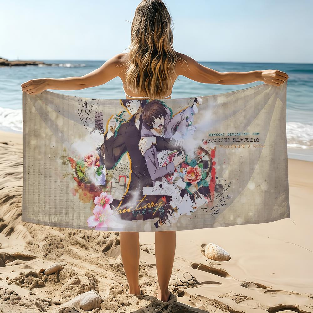 

Anime S-Sekai-ichi Hatsukoi BL Towel Beach Towel Oversized Quick Dry Towel Absorbent Soft Swim BeachTowels for Men Women W30*H60(CM)