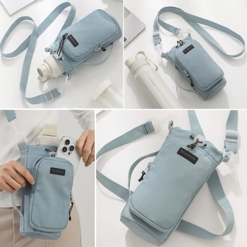 Water Bottle Holder, Water Bottle Cover, Fits 500ml - 1L, Insulates Water Bottles, Smartphone Pouch, Handbag, Shoulder Strap, Large Capacity, Adjustab