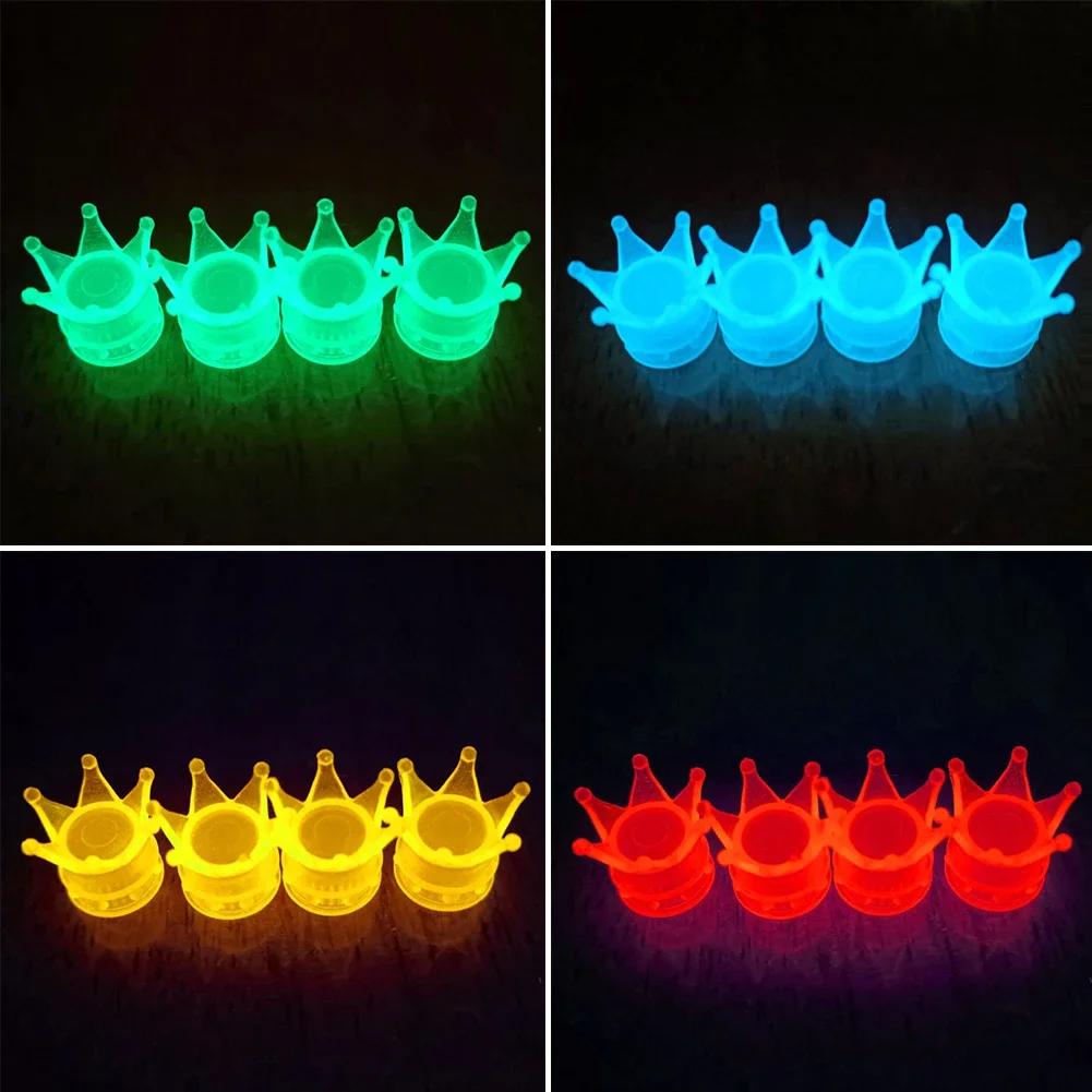 4Pcs Luminous Car Tire Valve Cap Fluorescent Night Glowing Decor Motorcycle Bike Wheel Nozzle Dustproof Tyre Valve Stem Caps