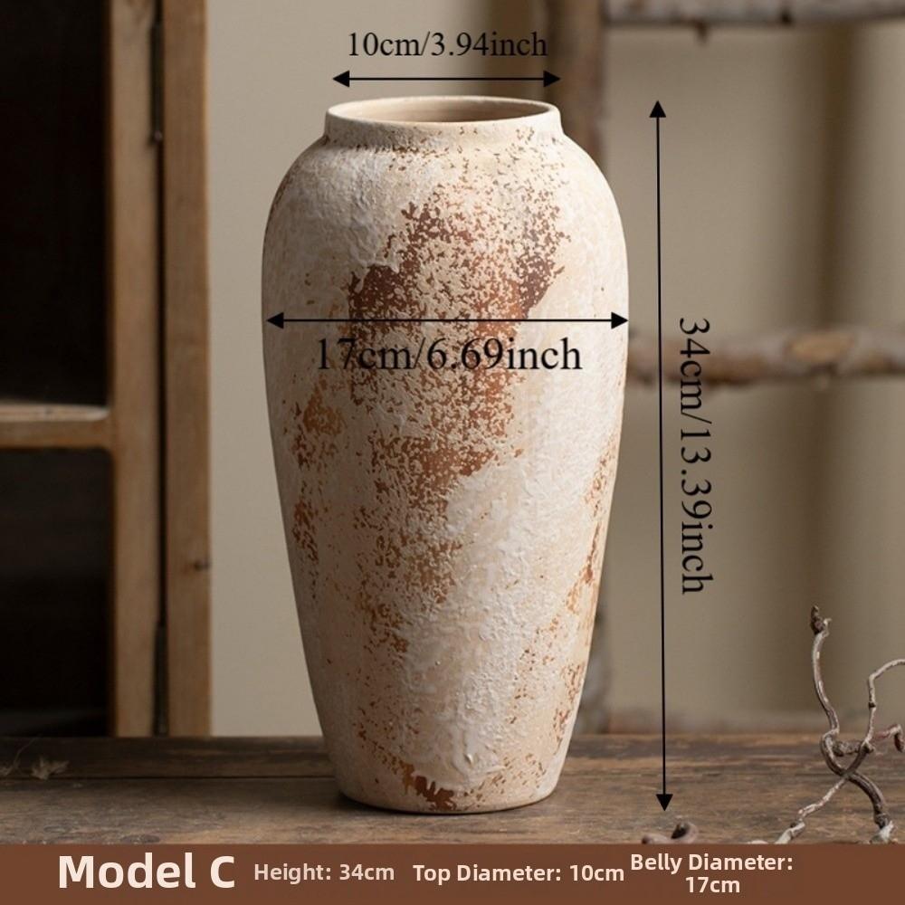Wabi Sabi Style Ceramic Vase Decorative Unique Speckled Texture Flower Pot Classical Beauty Matte Texture Ceramic Flower Jars