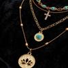American Style Multi-layer Rhinestone Cross Pendant Necklace