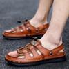 Men's Closed-Toe Leather Sandals, Large Size Two-Way Slippers, Outdoor Casual Beach Shoes