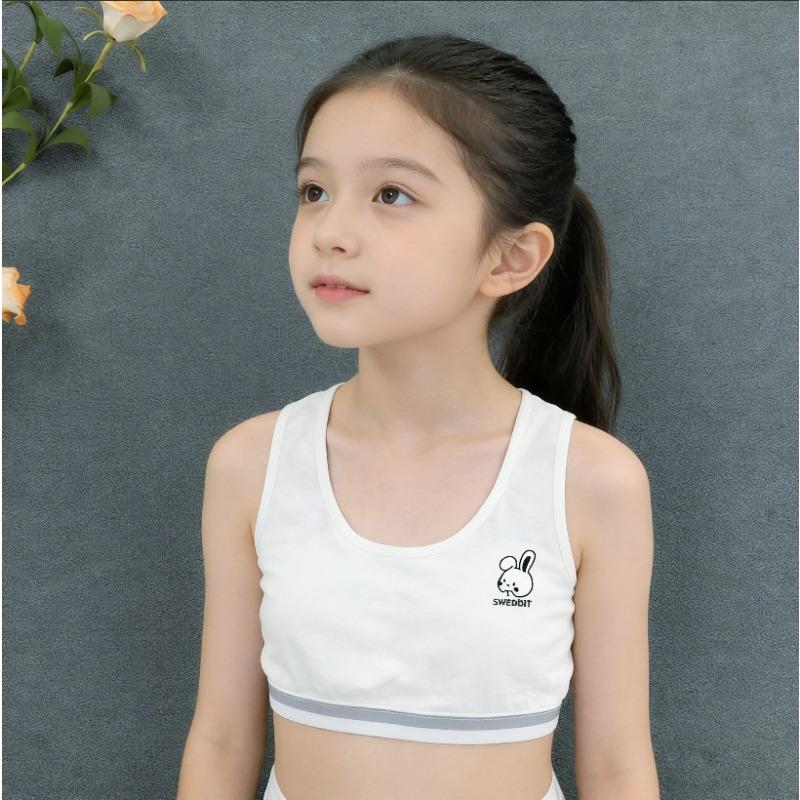 New Girls' Sports Training Bra, Safe Rabbit Pattern, Kids Underwear for Primary & Junior High Students, Teen Tube Top Bra