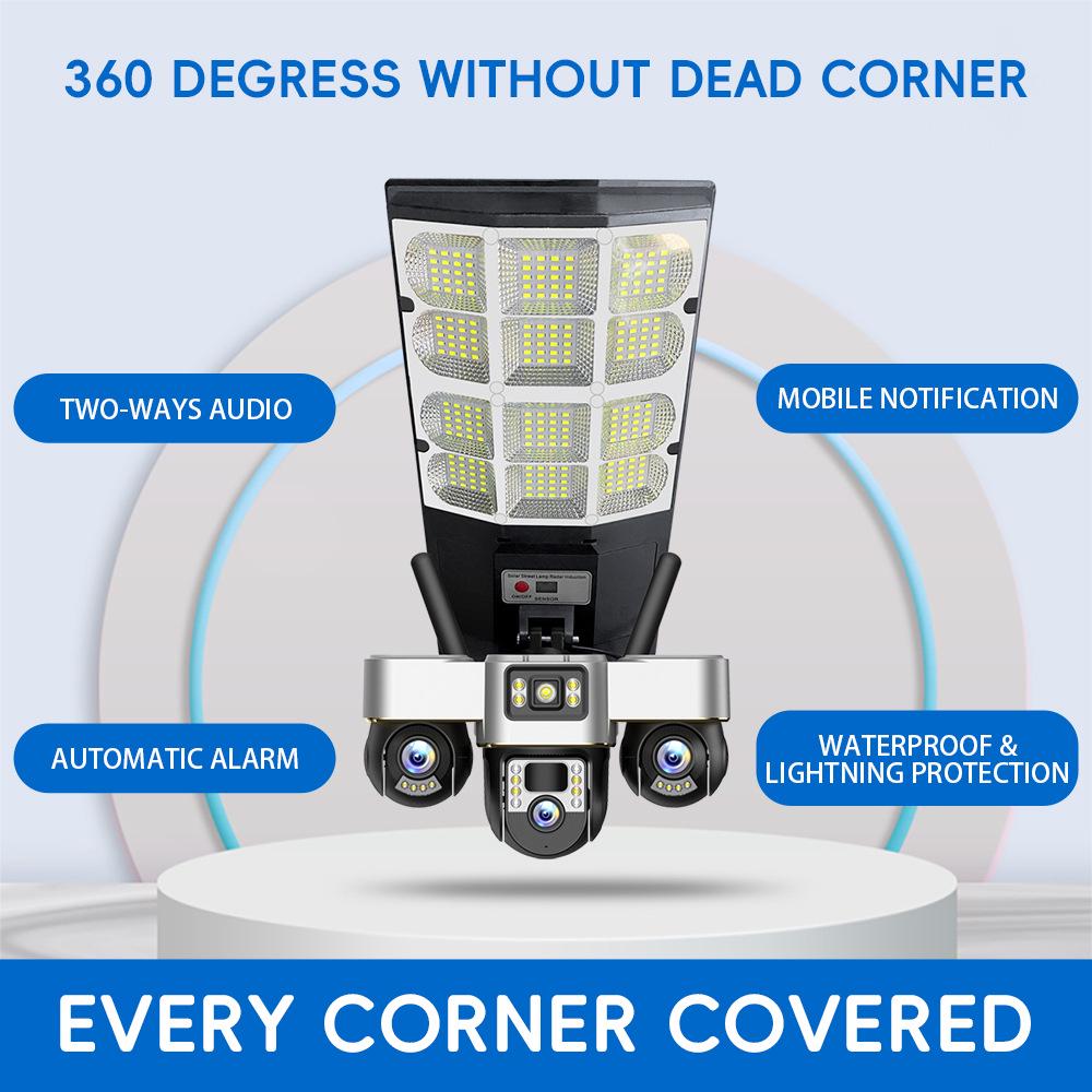 Solar-Powered Smart Street Light with HD Camera & Remote Control, 3-Axis Rotation for Outdoor Surveillance