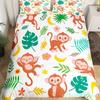 Cute Monkey Bedding Set Full Twin Cartoon Banana Stars Duvet Cover Tropical Wild Animal Fruit Comforter Cover Yellow Quilt Cover