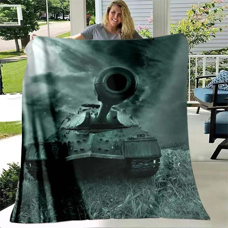War Tank Flannel Throw Blanket Printed Military Weapons Blanket Bed Sofa Travel Hiking Picnic Blankets for Boys Men Adult Gifts