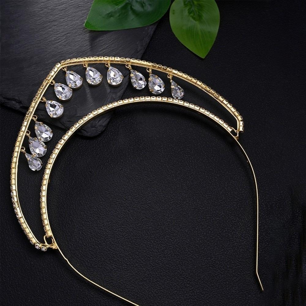 

New Water Drop Queen Crown Headpiece Rhinestone Temperament Princess Headband Double Layer Women Hair Decoration Prom Jewelry золотой